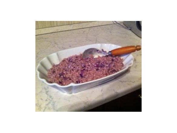 orzotto al gorgonzola e cavolo rosso