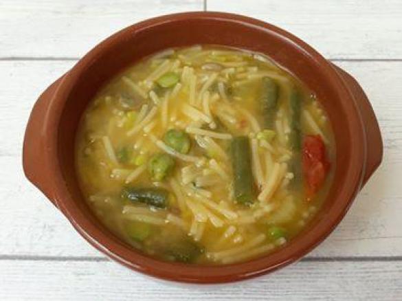 Minestra di  fagiolini pasta e ceci freschi-contest legumi