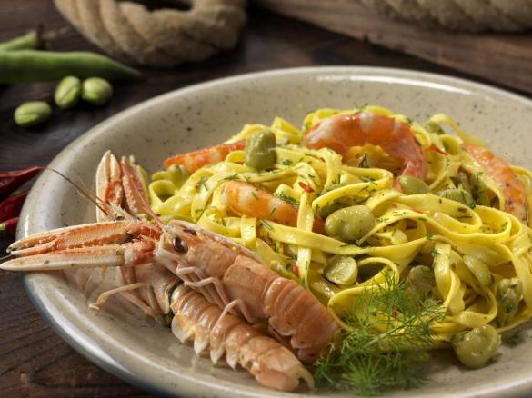 Fettuccine al limone al sugo di scampi