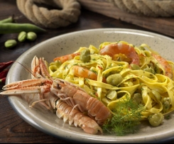 Fettuccine al limone al sugo di scampi