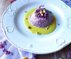 Piccoli timballi di riso con cavolo viola e salsa al pecorino e curcuma ( contest timballidi riso )