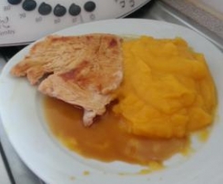 Puré di zucca,carne(tacchino)