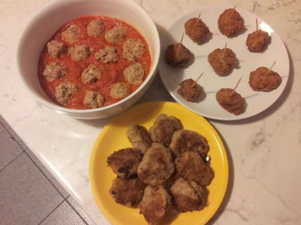 Polpette di miglio, bufalo e porri alle tre maniere