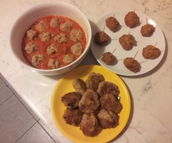 Polpette di miglio, bufalo e porri alle tre maniere