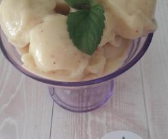 Sorbetto alla pesca, mango e menta senza zucchero - contest pesche