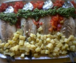 Orate al pesto di prezzemolo con patate