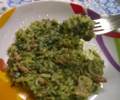 Risotto spinaci funghi e pancetta