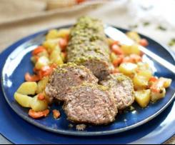 Polpettone in crosta di pistacchi con verdure