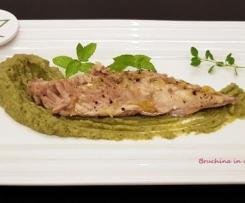 Filetti di sgombro su crema di broccoli