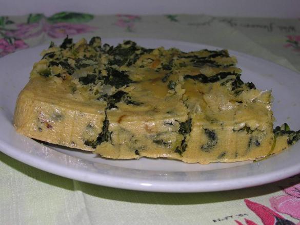 Frittata senza uova,alle erbe con porri,biete e spinaci
