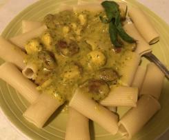 Pasta pescatrice zucchine zafferano