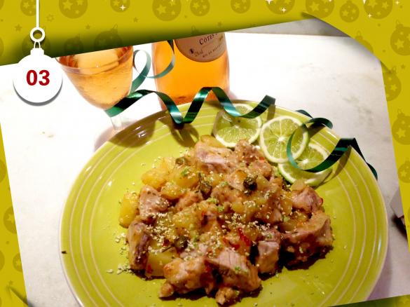 Spezzatino mari e monti, ricciola e patate profumato agli agrumi - Natale