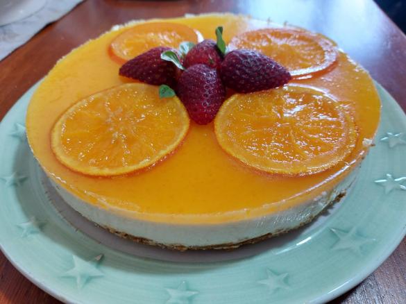 Cheesecake con gelatina d'arancia