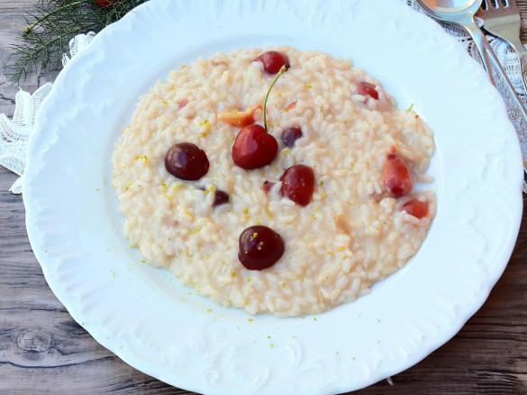 Risotto con ciliegie pecorino e lime(contest ciliegie )