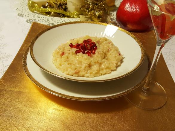 Risotto allo champagne e melograno - Natale
