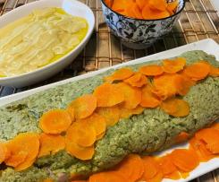 Polpettone di zucchine con crema di finocchi e carote sfogliate