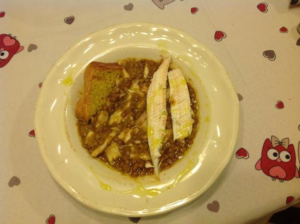 Crema di lenticchie con sogliole