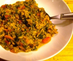 Spezzatino di soia con carote e spinaci