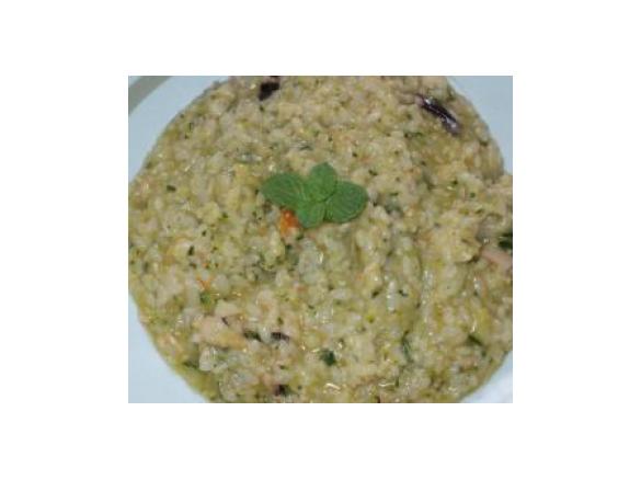 Risotto cremoso con zucchine genovesi e frutti di mare