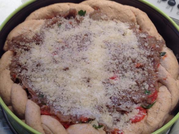 Parmigiana rustica in corona di pane integrale