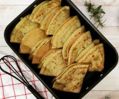 Crepes alle erbe aromatiche con ripieno di mortadella, funghi e parmigiano gratinate con besciamella light veloce (contest crepes)