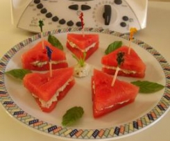 anguria con ricotta e pesto di menta