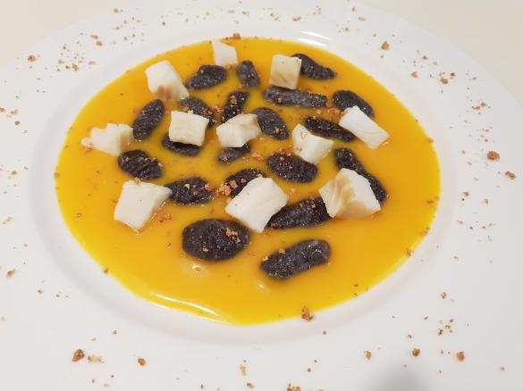 Gnocchi neri con crema di zucca, amaretti e baccalà "contest gnocchi"