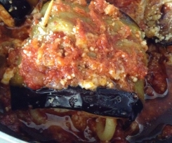 Involtini di melanzane ripieni di bigoli al ragù 