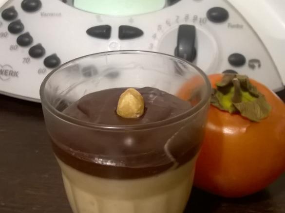 mousse di cachi con ganache al cioccolato fondente