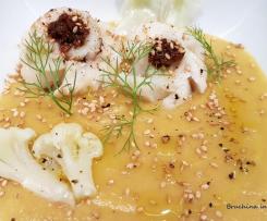 Fiori di merluzzo su crema di cavolfiore "contest ricette leggere"