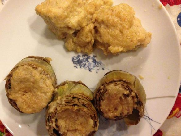 Bocconcini di vitella impanati con carciofi ripieni al varoma