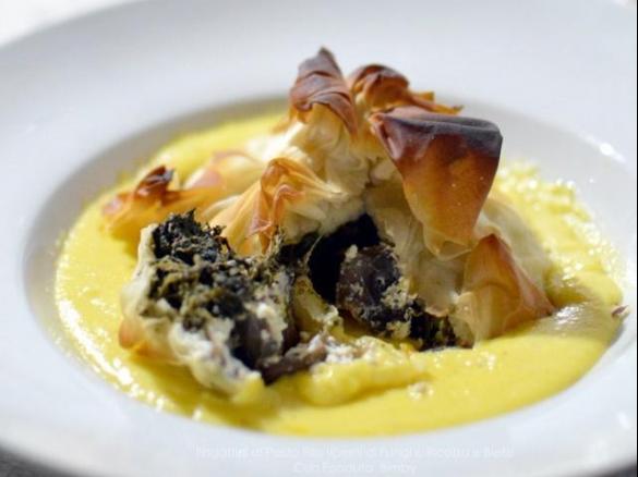 Fagottini di Pasta fillo ripieni di funghi, ricotta e biete con fonduta - CONTEST FUNGHI