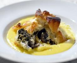 Fagottini di Pasta fillo ripieni di funghi, ricotta e biete con fonduta - CONTEST FUNGHI