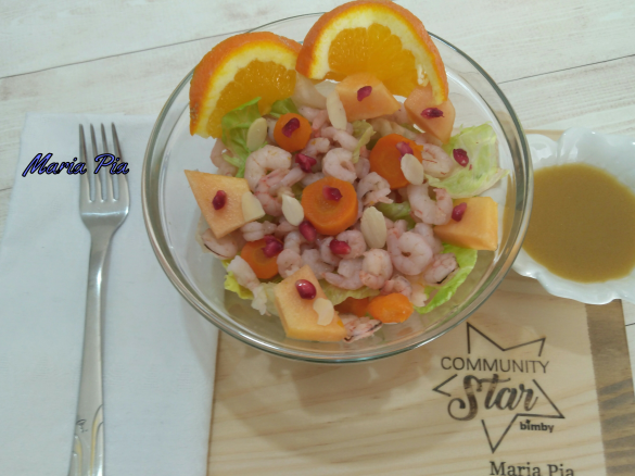 Contest ricette leggere ~ INSALATA DETOX CON GAMBERETTI E CITRONETTE DI ARANCIA LIME MELOGRANO E MARTINI