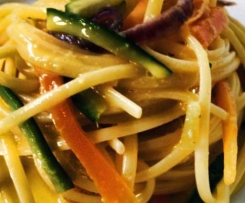 Carbonaretta di pasta risottata con verdure