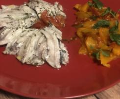 Alici al Varoma con contorno di peperoni