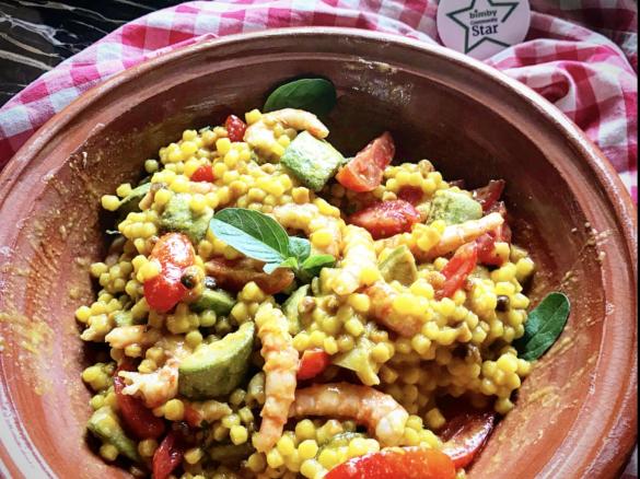 Insalata fredda di Fregola Gamberi e Zucchine