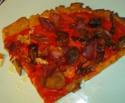 Pizza con base di cavolfiore , ceci e semi di chia ( pizza delle 3 C)