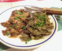 Carciofi prezzemolati con straccetti di fegato di pollo.