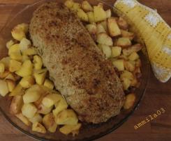 Polpettone al cheddar e bacon con patate gustose