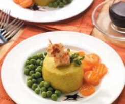 Sformatini di Parmigiano su letto di verdure stufate a vapore con aceto balsamico