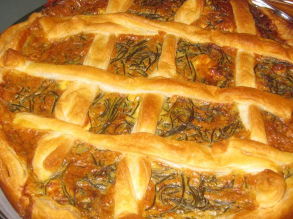 torta salata con agretti (detti anche barba di frate)