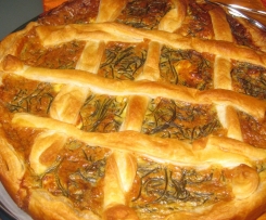 torta salata con agretti (detti anche barba di frate)