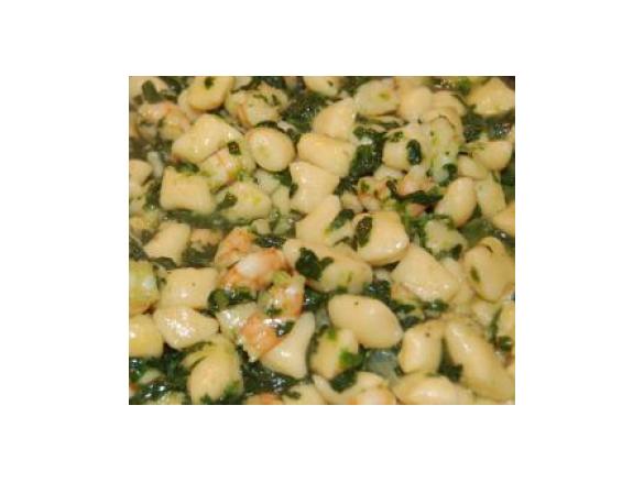 Gnocchi di Ceci con Mazzancolle e Spinaci