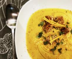 Crema di zucca,lenticchie rosa e scalogni