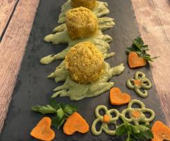 Tortini di carote a vapore su purea di sedano