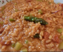 Risotto (o Pasta Risottata) al Rooibos, Asparagi e Speck