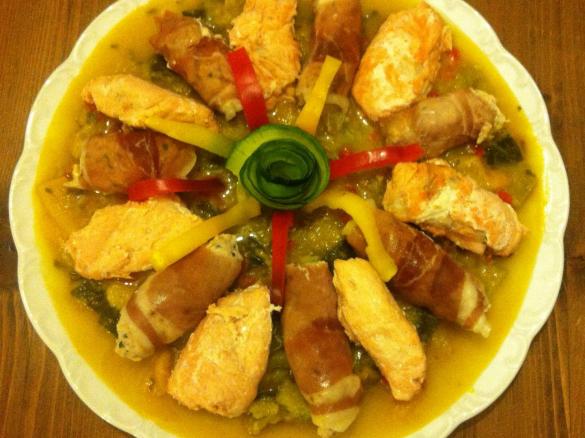 INVOLTINI DI MARE CON CONTORNO VEGETALE