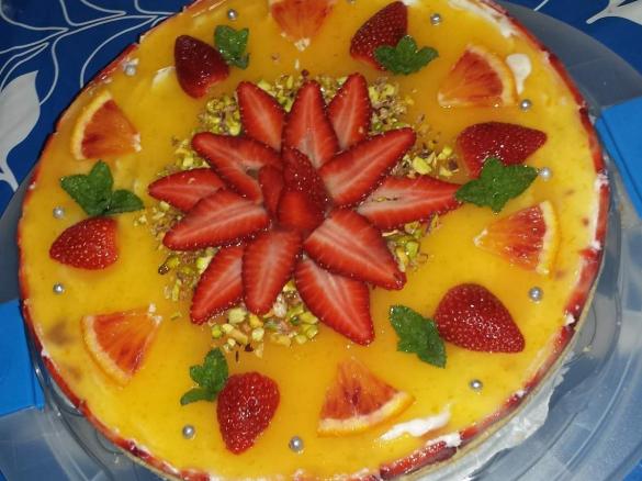 Cheesecake alle fragole e gelatina d'arancia