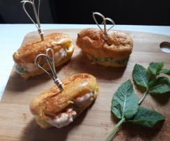 ECLAIRS  CON MOUSSE ALL'AVOCADO GAMBERONI  E POLVERE DI PAPRICA DOLCE - contest primi e piatti freddi con pesce